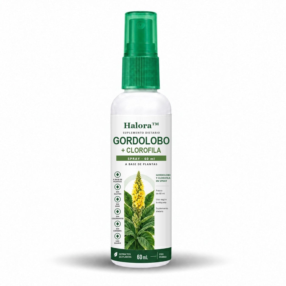 Halora: frasco spray de 60 ml con gordolobo y clorofila, a base de plantas