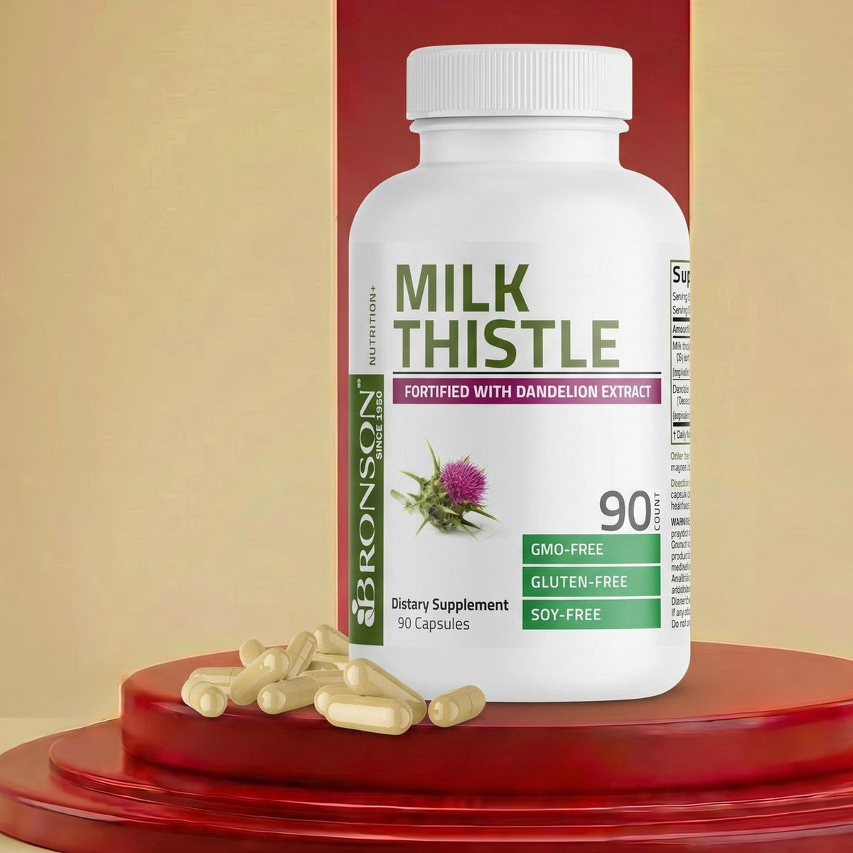 Frasco de Bronson Milk Thistle, cardo mariano, 90 cápsulas