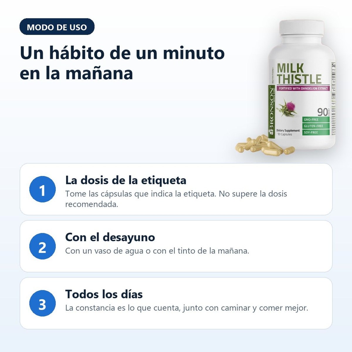 Modo de uso: la dosis de la etiqueta, con el desayuno, todos los días